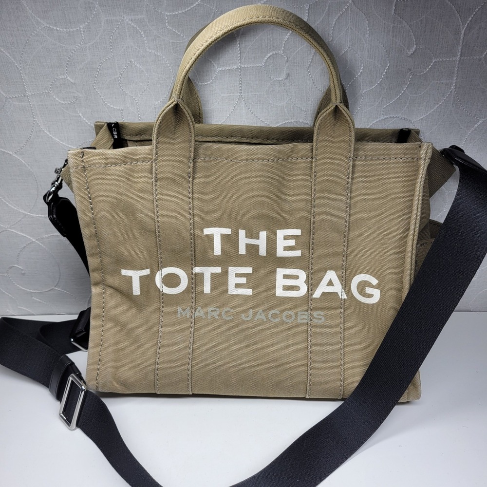 Marc Jacobs The Tote Bag Medium Utility Green Canvas Handbag Crossbody Zip